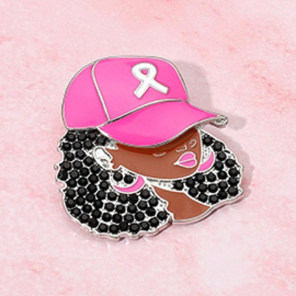 Pink Ribbon Hat Brooch - Picture 2 of 3